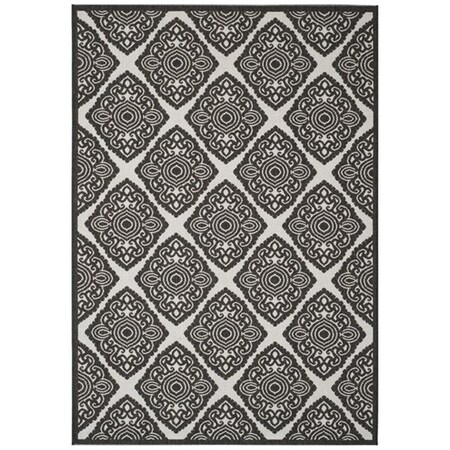 Safavieh 5 ft.-1 in. x 7 ft.-6 in. Medium Rectangle Linden 100 Power Loomed Rug; Light Grey & Charcoal LND132A-5